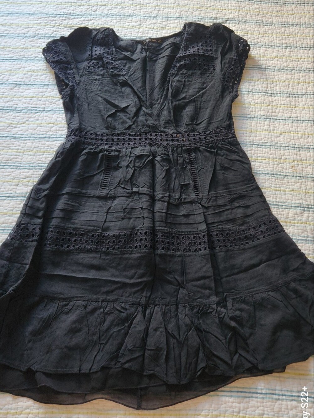 Zara Black Eyelet Lace Mini Dress